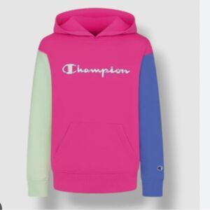 Champion Pink and Blue Color-Block Hoodie Sweatshirt